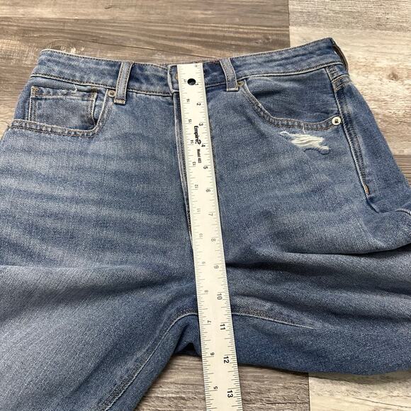 American Eagle Blue Womens 2 Comfort Stretch Hi Rise Straight Mid Wash Mom Jeans - Picture 9 of 12